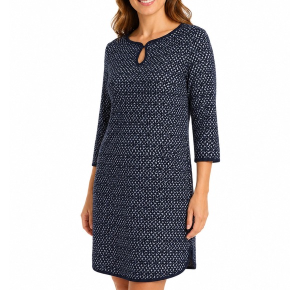 Max Studio Dresses & Skirts - Max Studio Womens Geometric Size M  Print Keyhole Shift‎ Dress Blue Black NWT